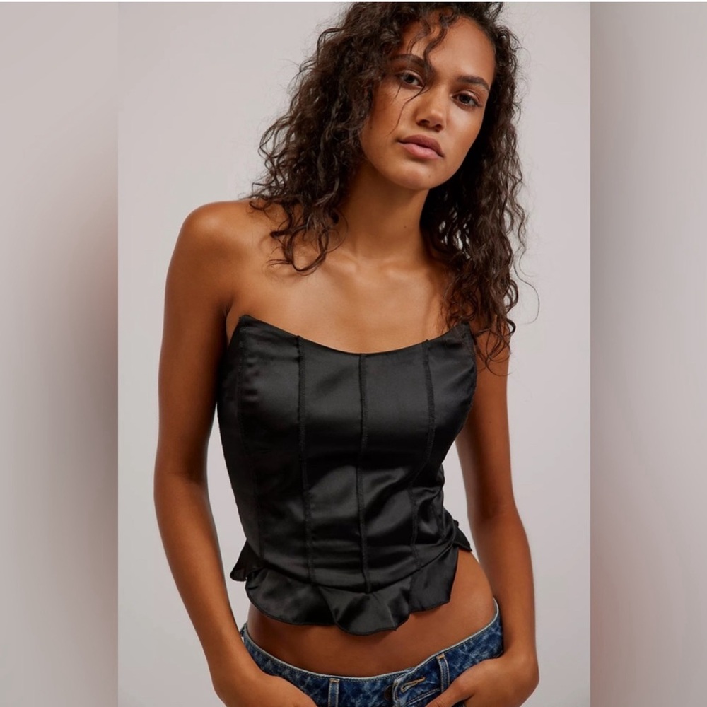 NWOT Free People Silver Siren Satin Tube Top